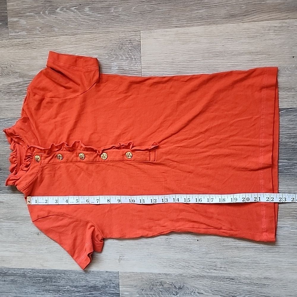 Tory Burch Orange Ruffled Button-Down Shirt - Picture 6 of 12